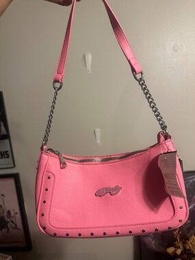 Ed hardy hot pink studded shoulder bag